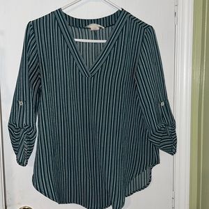 Green, White Striped Blouse